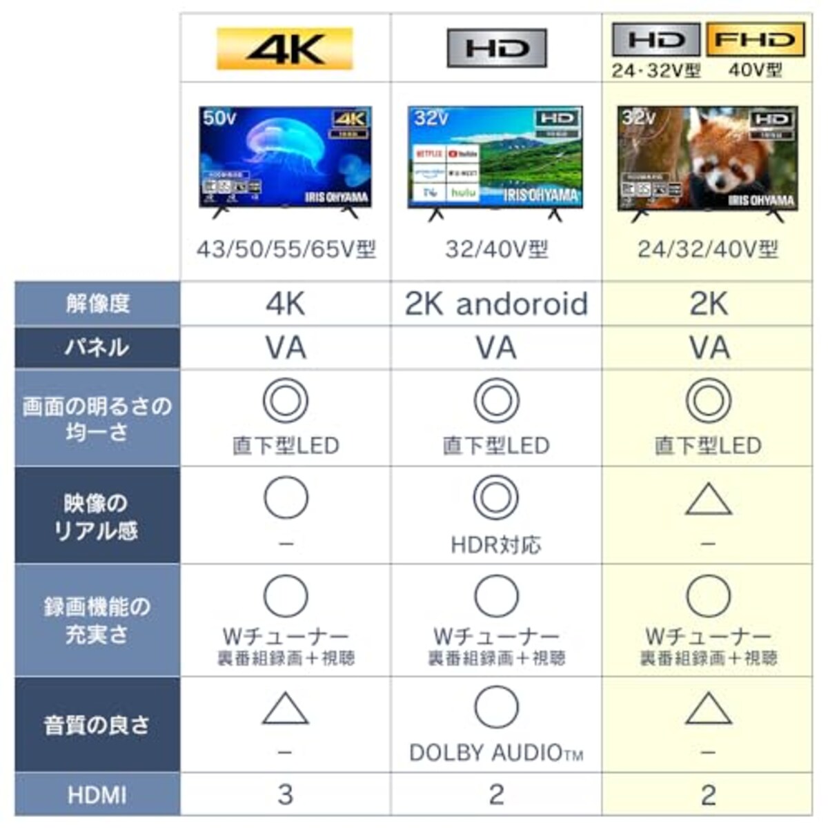  アイリスオーヤマ 24V型 液晶 テレビ 24WB10PB 2022年モデル Wチューナー 裏番組同時録画 外付けHDD録画対応画像2 