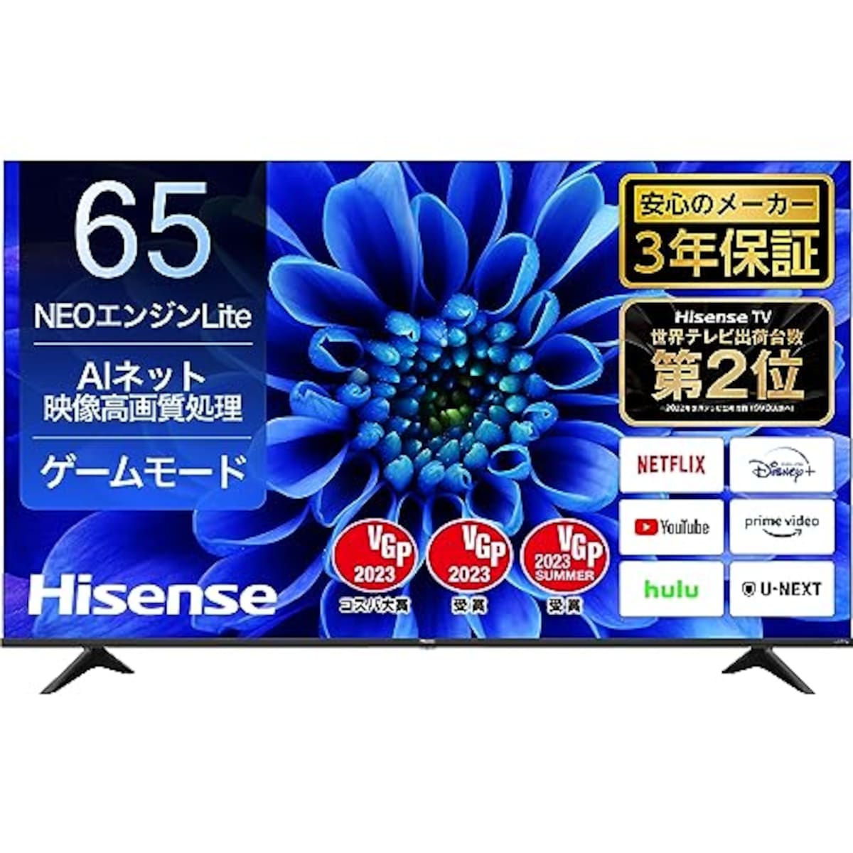 ハイセンス 65V型 4Kチューナー内蔵 液晶 テレビ 65E6G ネット動画対応 ADSパネル 3年保証