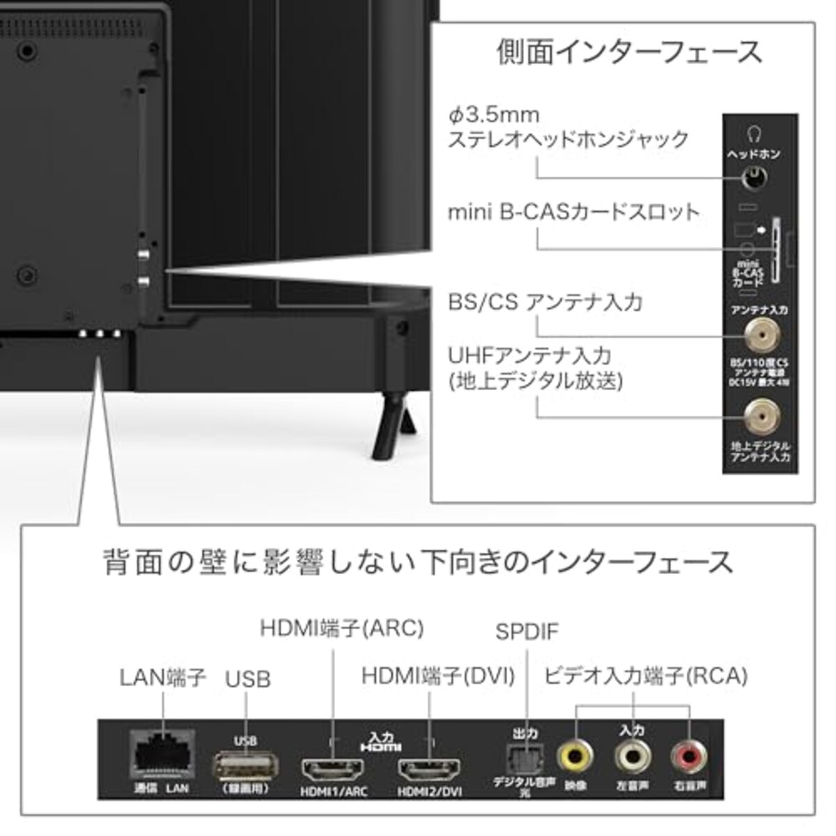  テレビ 43インチ 液晶テレビ 43型 フルハイビジョン 東芝ボード搭載 IPSパネル 番組録画対応 外付けHDD対応 ダブルチューナー irie アイリー 日本メーカー FFF-TV2K43WBK2 2023年モデル画像6 