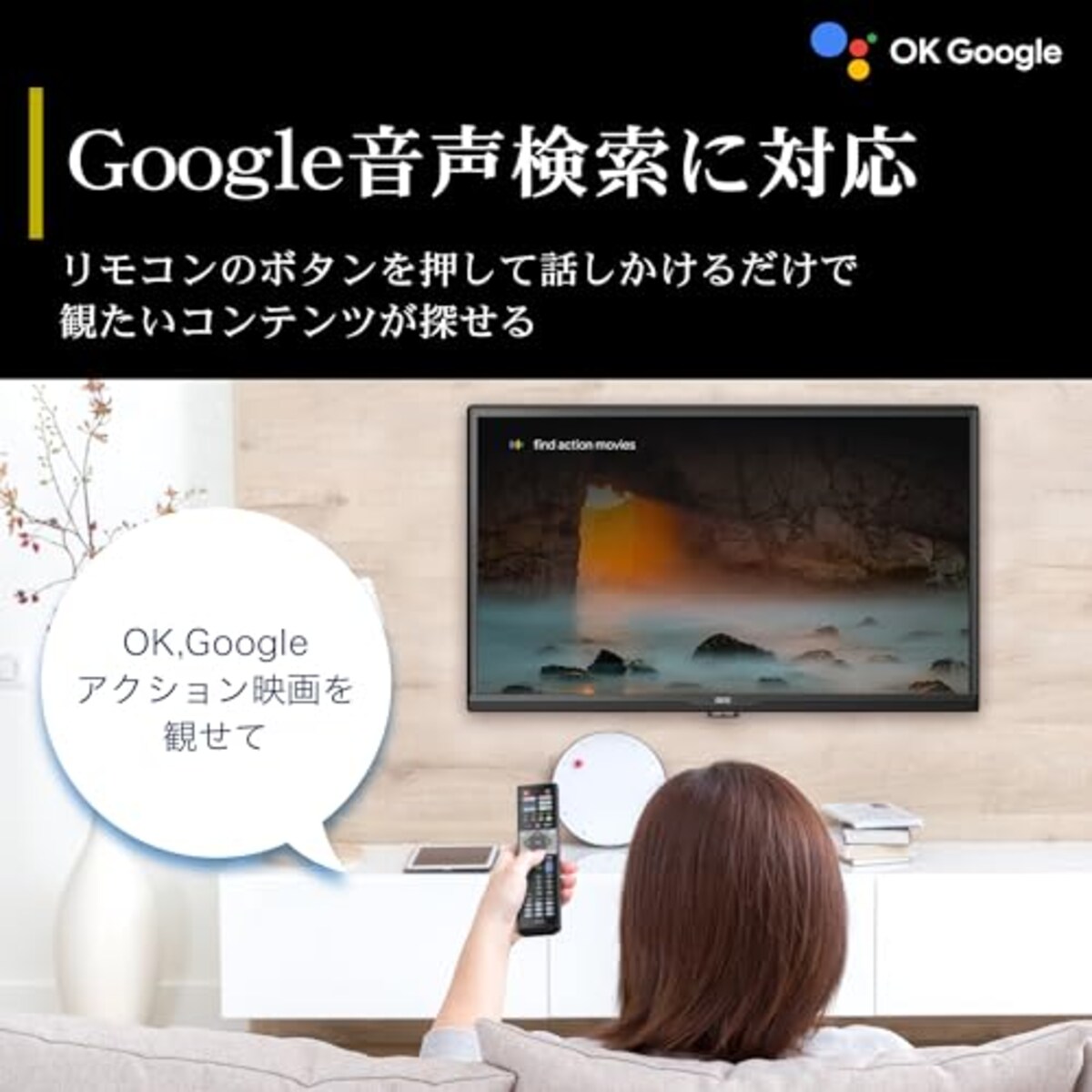  テレビ 24型 23年 グーグル tv 音声検索 地デジ Wチューナー ユーチューブ プライムビデオ HDD録画対応 国内メーカー FFF IRIE FFF-TV24WG画像6 