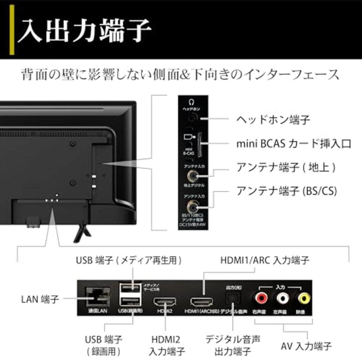  テレビ 24型 23年 グーグル tv 音声検索 地デジ Wチューナー ユーチューブ プライムビデオ HDD録画対応 国内メーカー FFF IRIE FFF-TV24WG画像8 