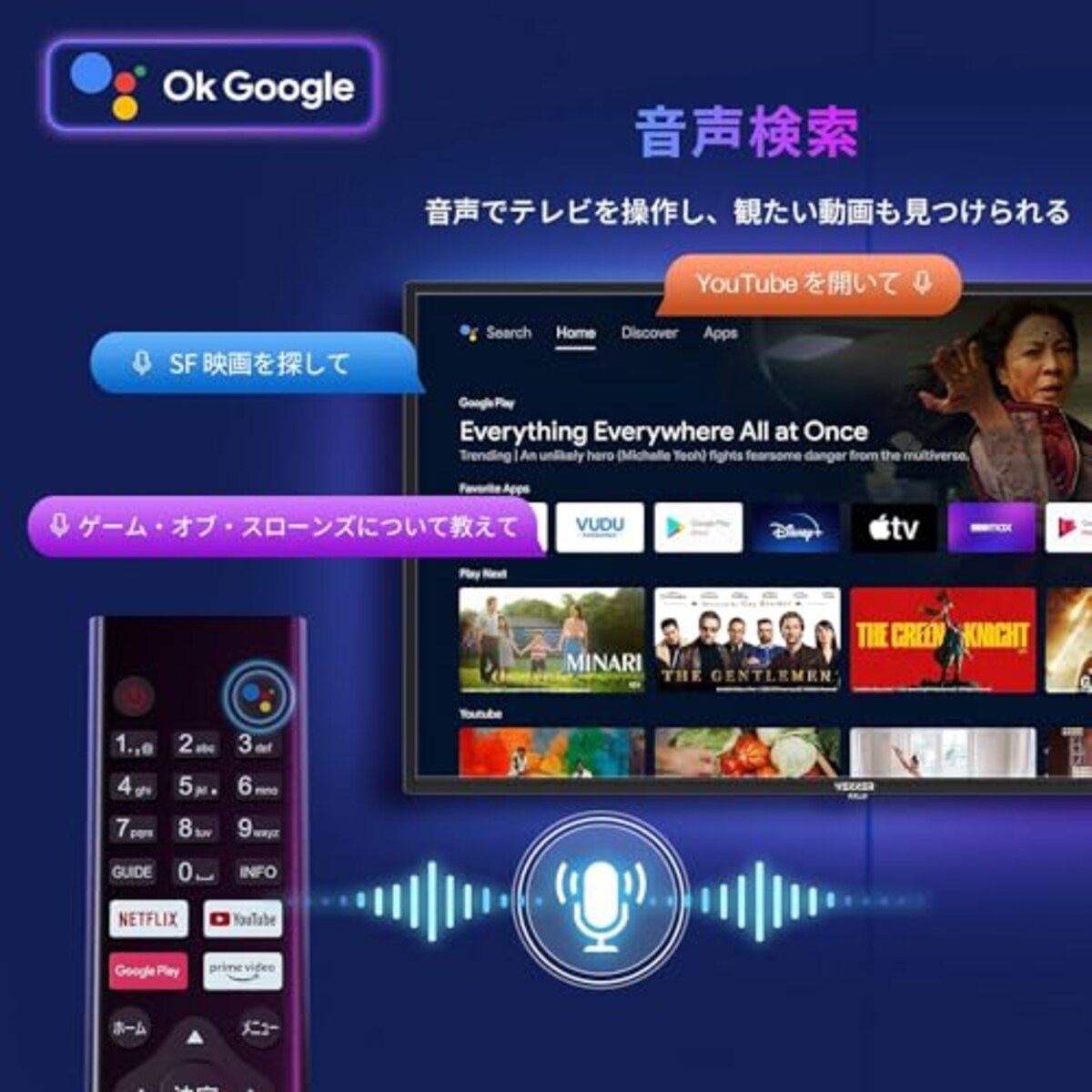  VEZZER テレビ 42V型インチ 2K Google TV ネット動画対応 チューナーレス スマート 液晶 テ レビ Dolby Audio Google Cast内蔵 音声検索対応 VESA規格画像6 