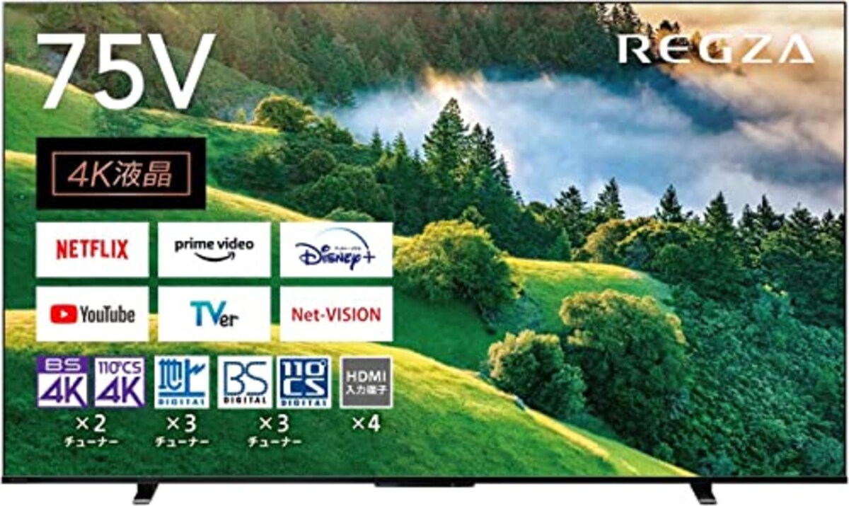 レグザ 75インチ 4K液晶テレビ 75M550L 4Kチューナー内蔵 外付けHDD 裏番組録画 スマートテレビ (2022年モデル)