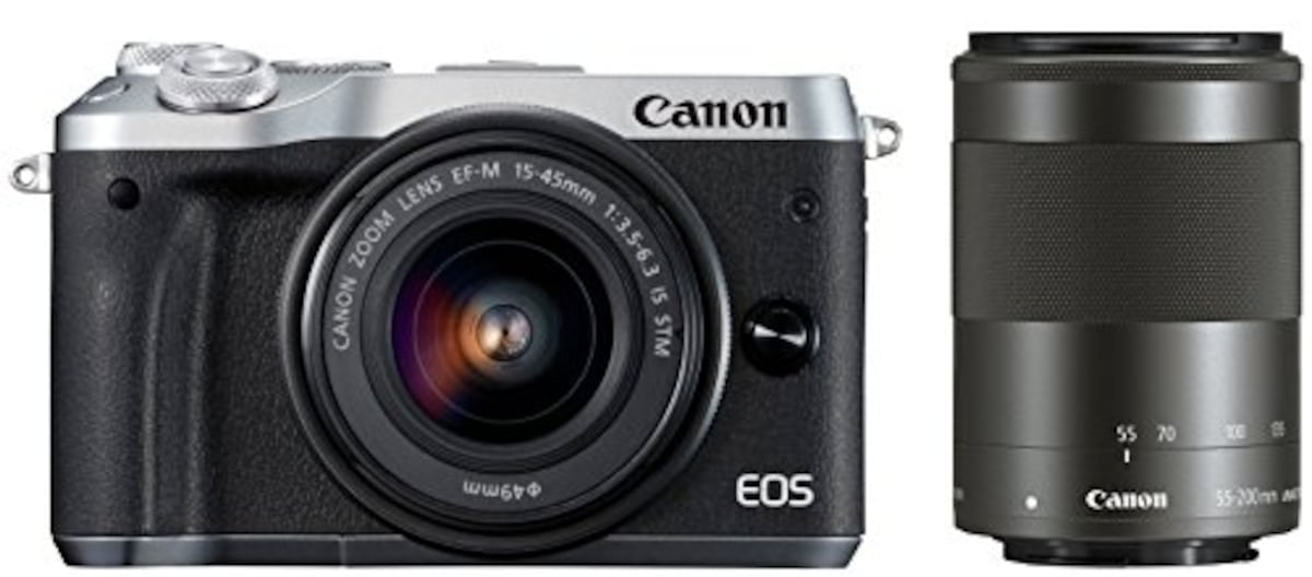 Canon ミラーレス一眼カメラ EOS M6 ダブルズームキット(シルバー) EF-M15-45mm/EF-M55-200mm 付属 EOSM6SL-WZK