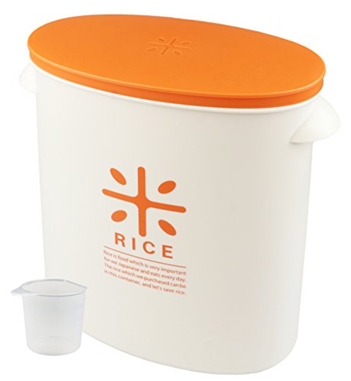 米びつ 5kg オレンジ 計量カップ付 