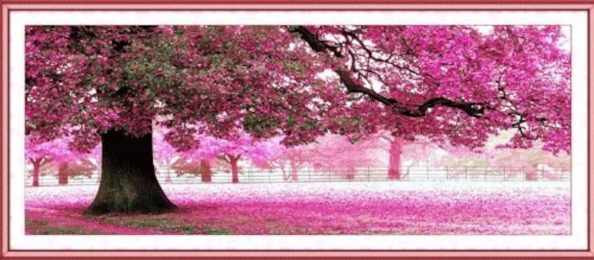 クロスステッチ大樹桜満開風景刺繍キット