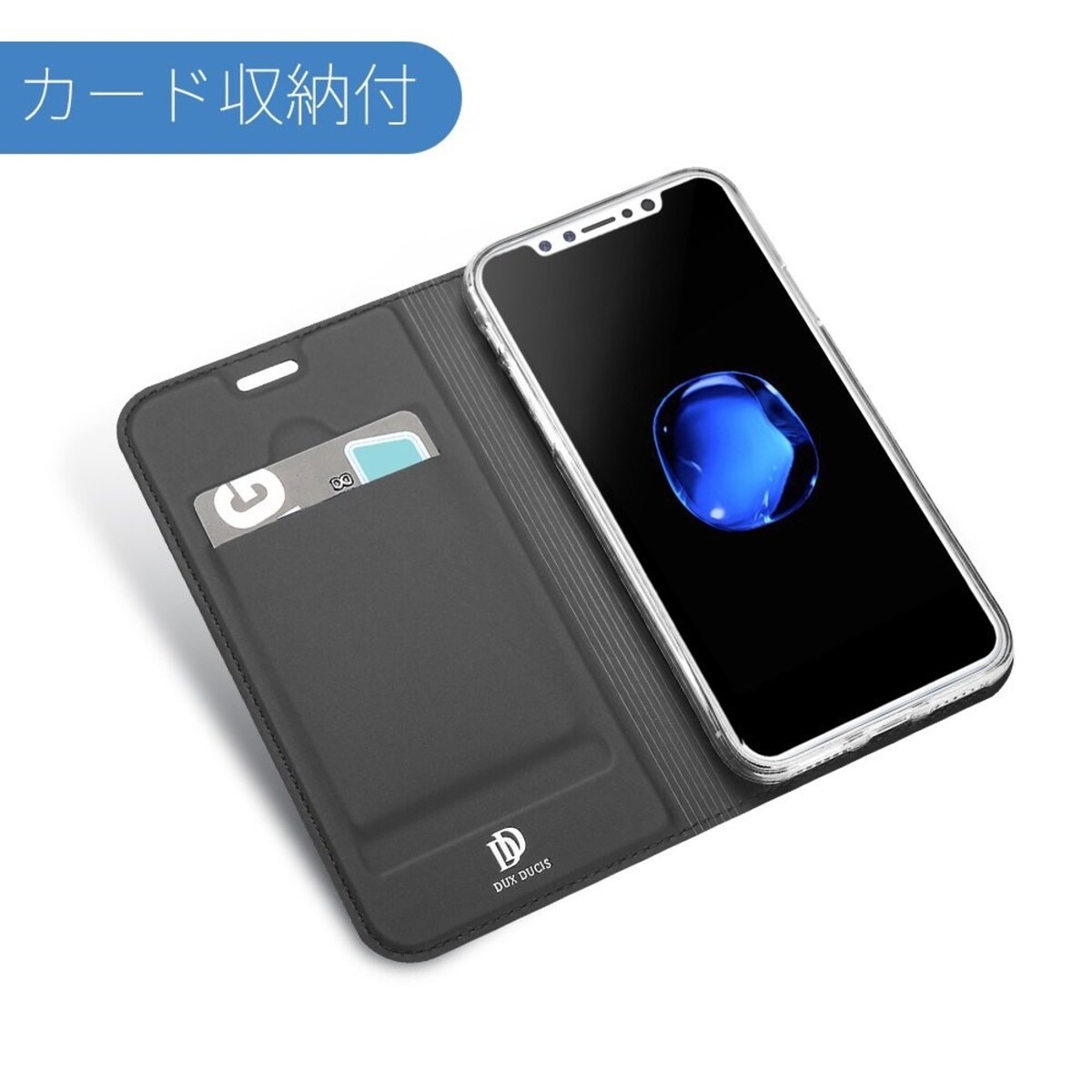  Skin Pro Series 手帳型合皮レザースマホケース（グレー）画像2 