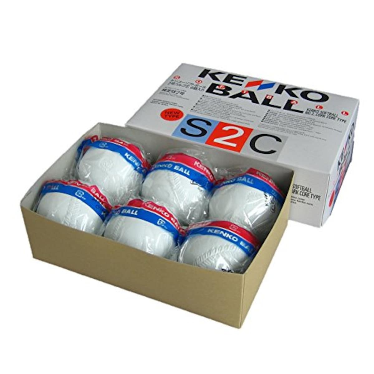  新ケンコーソフトボール2号 コルク芯 1箱(6個) S2C-NEW画像2 