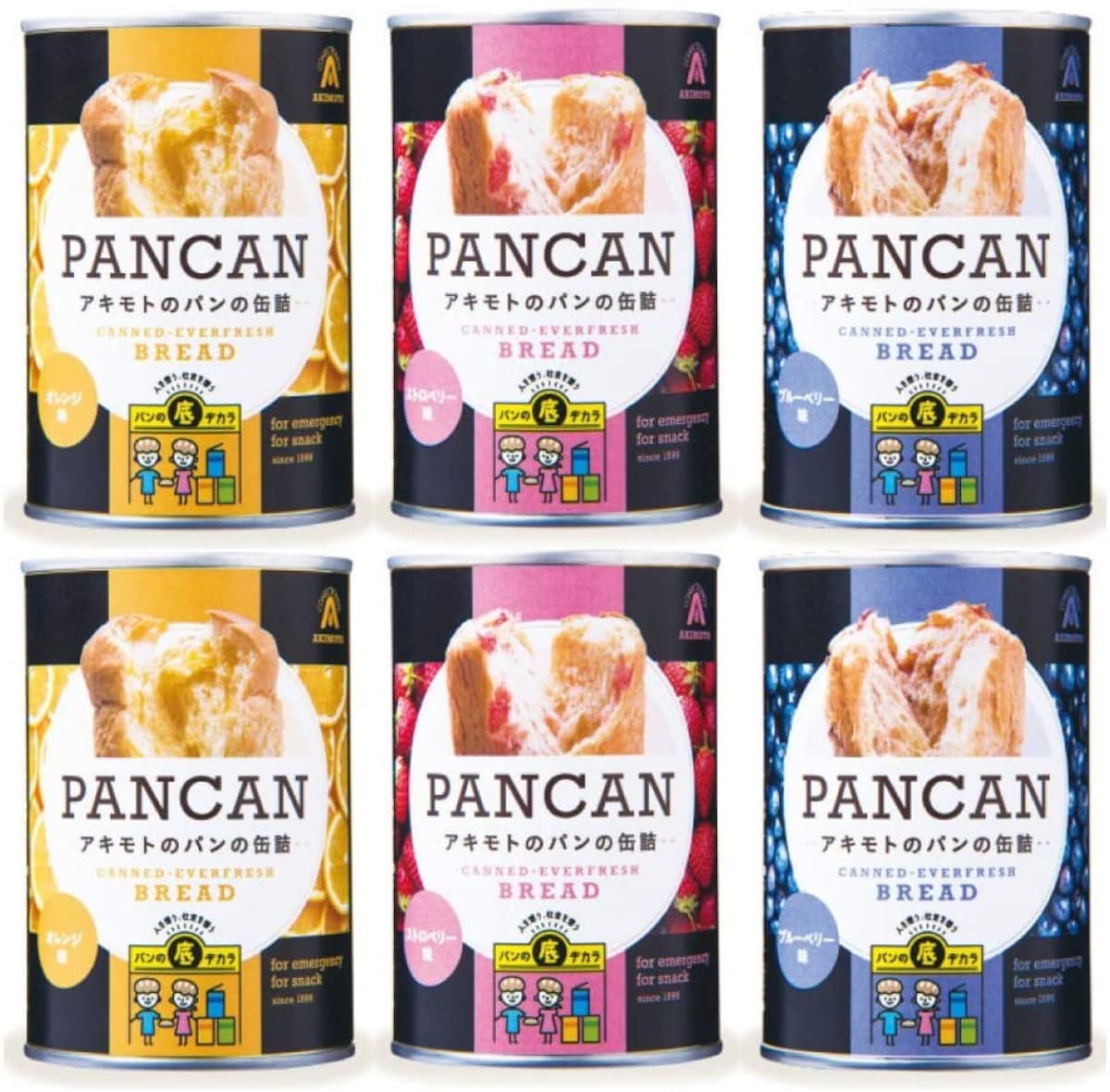 PANCAN パンの缶詰め 6缶セット(ブルーベリー・オレンジ・ストロベリー×各2缶)