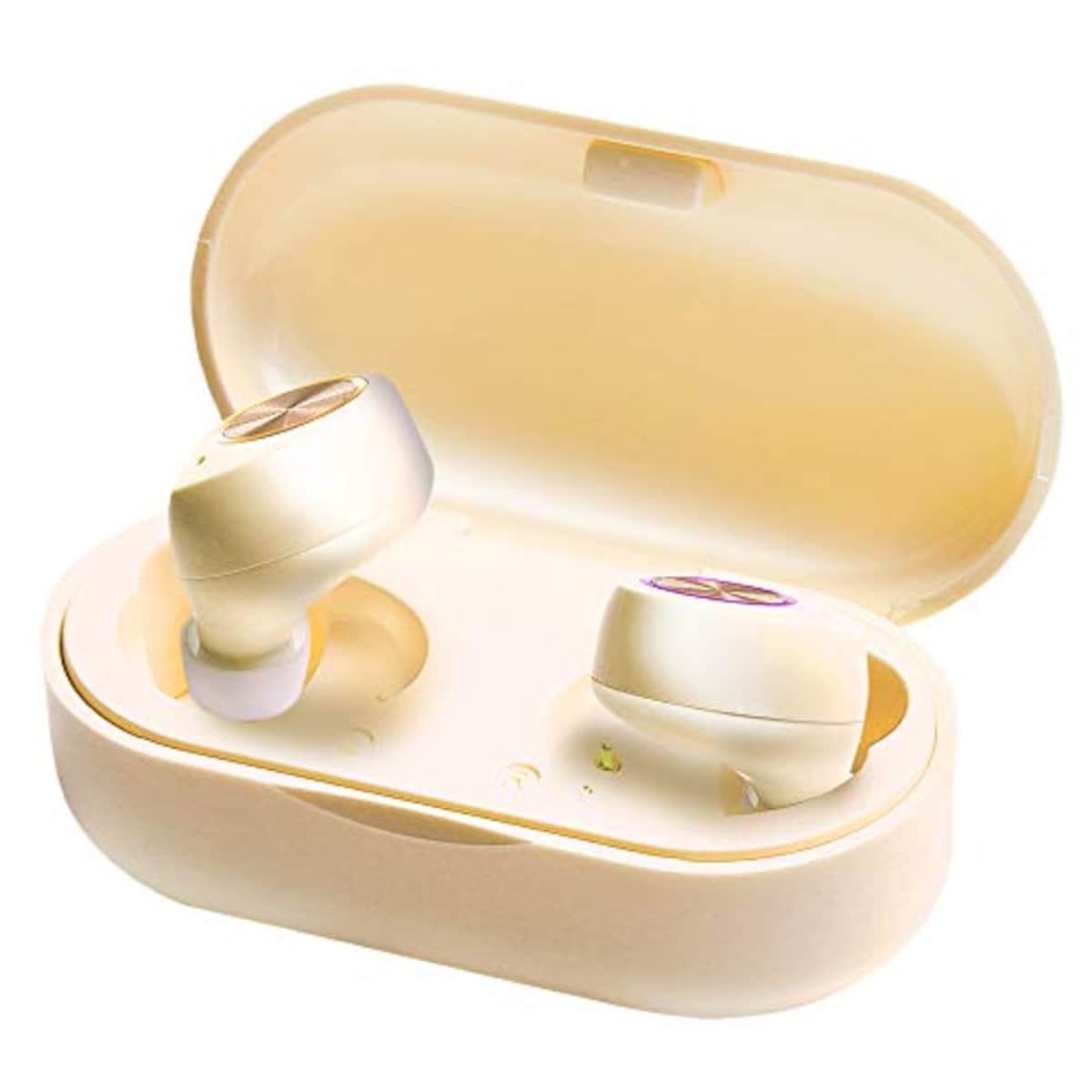 【Amazon限定ブランド】LUCK Bluetooth イヤホン ワイヤレス 完全独立型 カナル マイク内蔵 かわいい 女性向け タッチ操作 TW60 (イエロー)