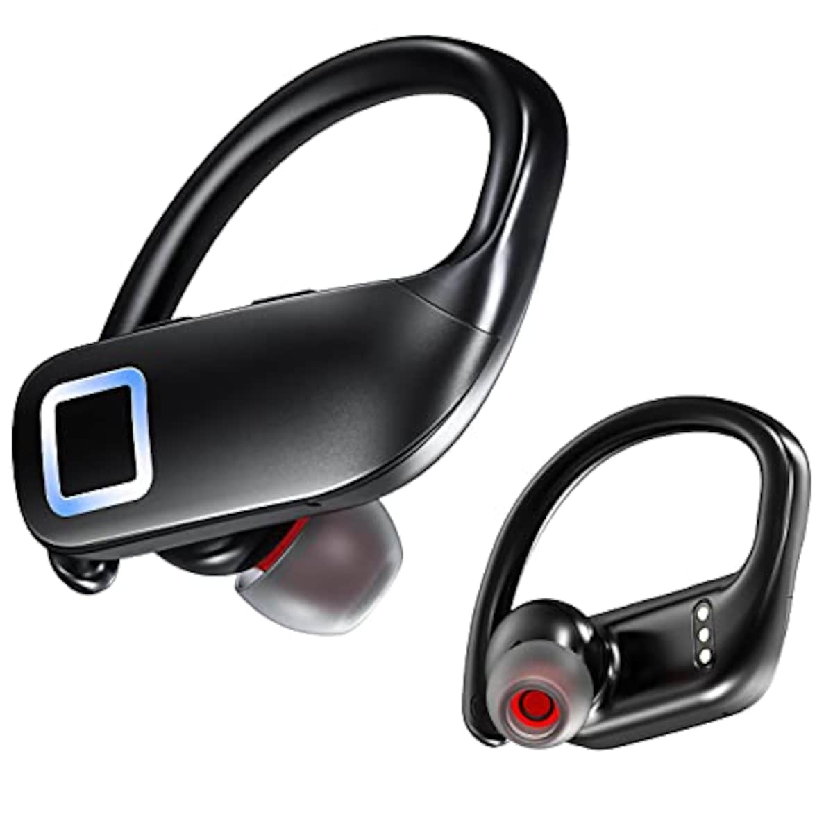 ワイヤレスイヤホン Bluetooth イヤホン スポーツ仕様 耳掛け式 低遅延 LED残量表示 ブルートゥース イヤホン Bluetooth5.2 自動ペアリング 瞬間接続 最大50時間連続再生 ハンズフリー通話 左右分離型 iPhone/Android対応(ブラック)