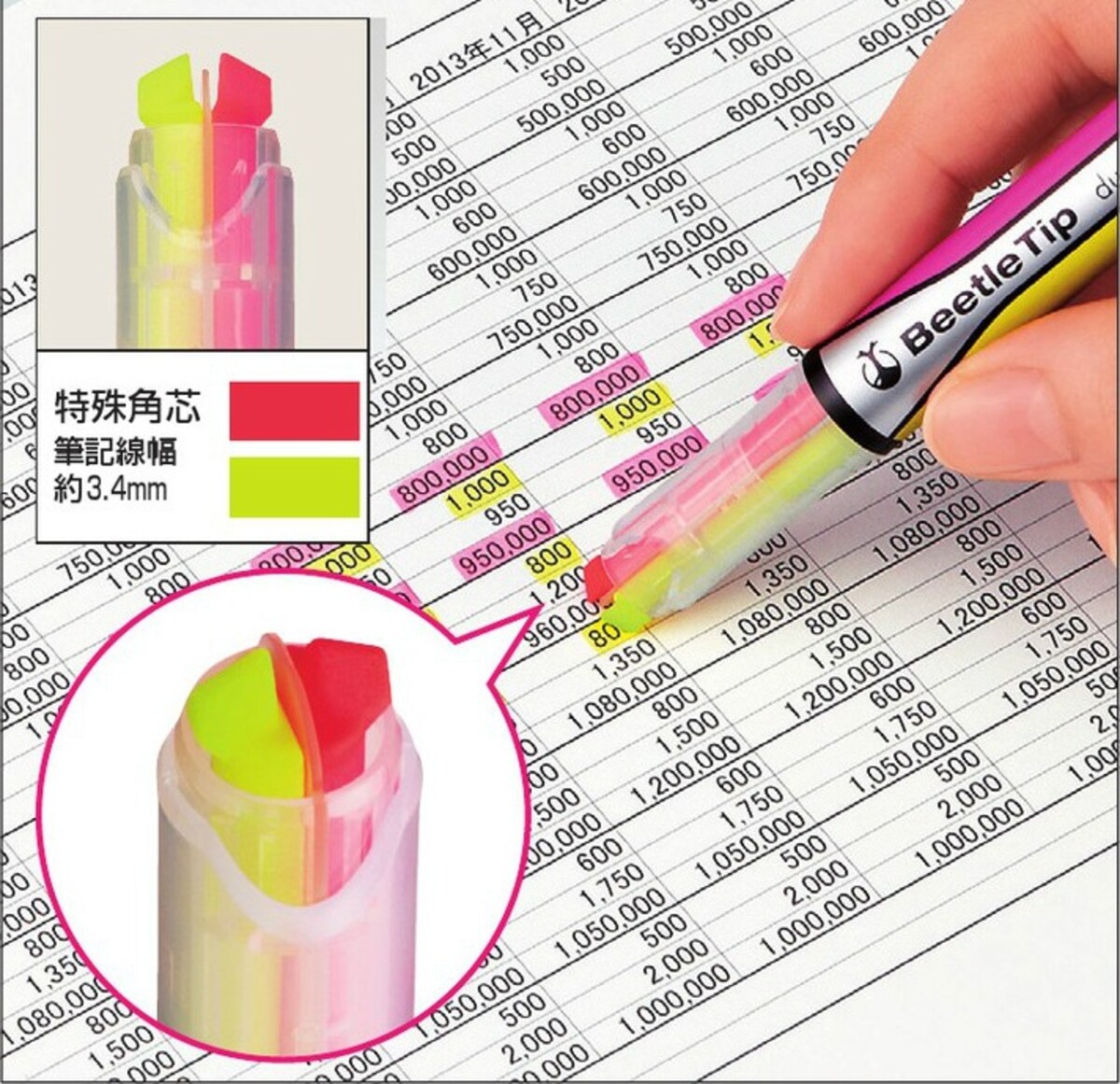 5. ปากกาไฮไลท์ Beatle Tape Dual Colors