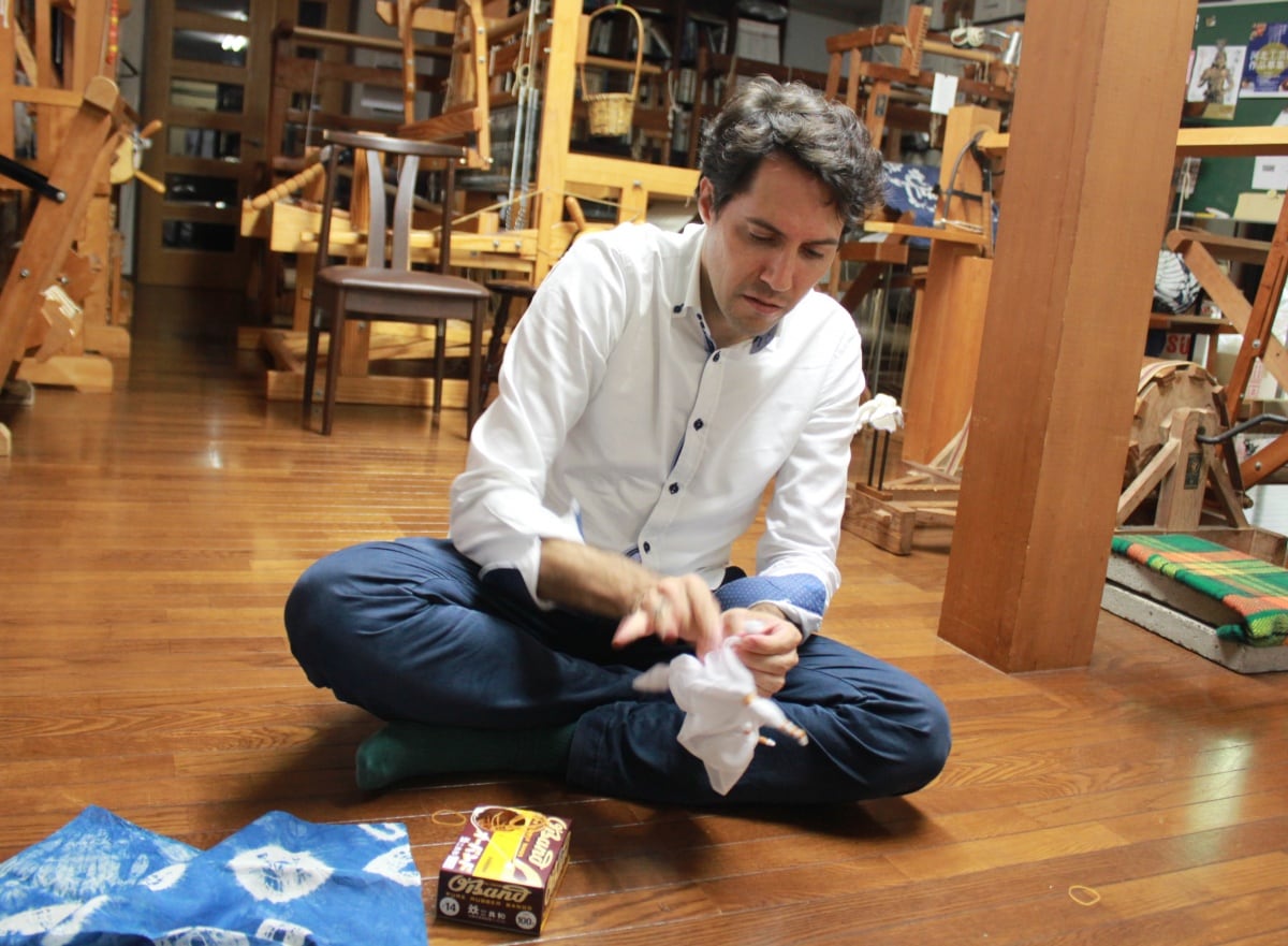 Indigo Dyeing at Dyeing and Weaving Atelier Tsuru