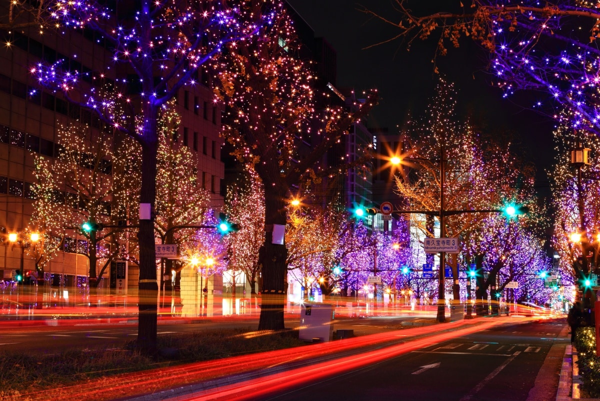 12. งานประดับไฟถนนมิโดสึจิ จังหวัดโอซาก้า (Midosuji Illumination, Osaka)