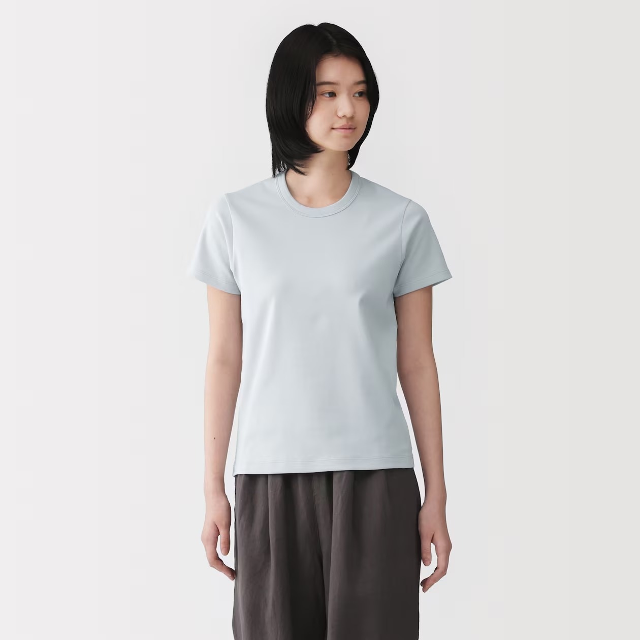 婦人 涼感汗じみしにくいクルーネック半袖Tシャツ
