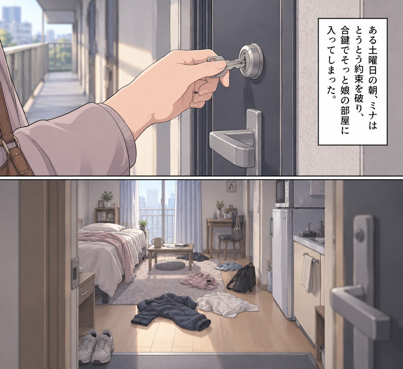 【漫画】「うわ……」合鍵で19歳娘のアパートにこっそり入った母。目撃した「衝撃の姿」とは【後編】