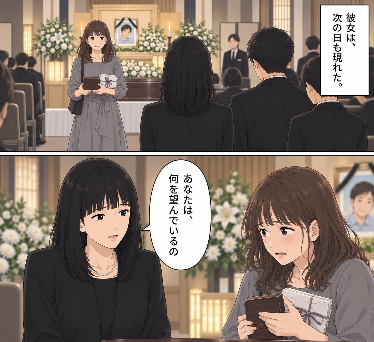 【漫画】夫の通夜に現れた女性の正体は…まじめな愛妻家が死後に遺した「まさか」の裏切り行為【後編】