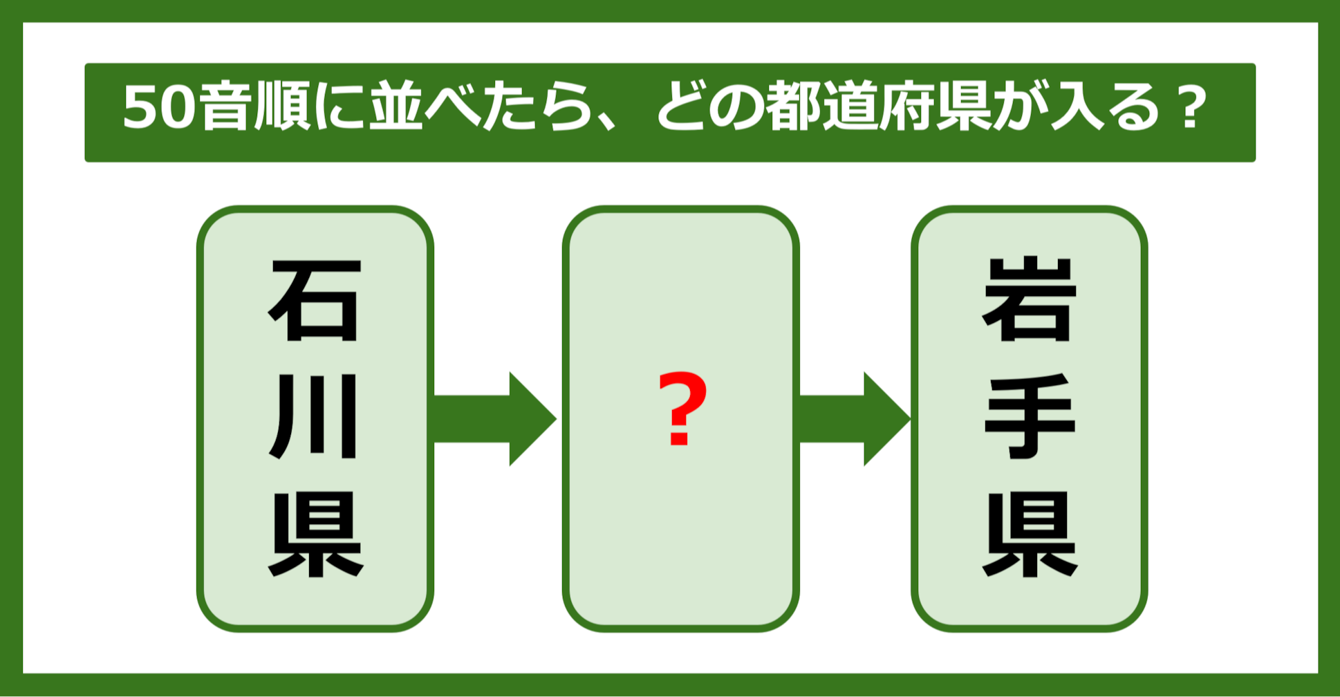 【都道府県クイズ】50音順に並べたら、どの都道府県が入る？