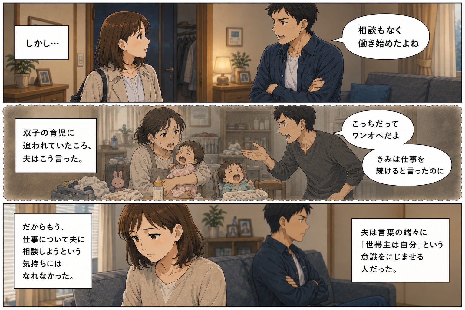 【漫画】「年収の壁」を超えた元専業主婦に夫は言った「きみが扶養を外れるほど稼ぐなら、生活費は…」