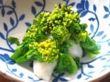 菜の花とホタテの昆布締めレシピ……酒肴にも小鉢にもおすすめ