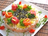 ひな祭りやお祝いに！ 野菜たっぷりのちらし寿司ケーキレシピ