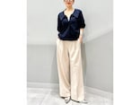 顔まわりが華やかにキマる！【GU】1990円「ビッグカラーブラウス」でつくる40代の大人かわいいコーデ