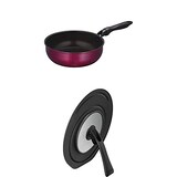  【セット買い】サーモス デュラブルシリーズ 炒め鍋 24cm レッド IH対応 KFF-024D R + 折りたたみスタンド式フライパンフタ 20/24cm対応 KLC-001 BK