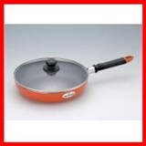  ヒューゴヴァレンティノ IH対応 ガラス蓋付フライパン26cm レッド HV-112