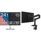  Dell USB-Cハブモニター 24.1インチ U2421E(3年間無輝点交換/フレームレス/USB-C/LANポート(RJ45)/WUXGA/IPS非光沢/USB-C,DP,HDMI/高さ調整,回転/ドック機能搭載) & エルゴトロン LX デスクマウント モニターアーム マットブラック 34インチ(3.2~11.3kg)まで対応 45-241-224 セット