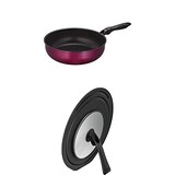  【セット買い】サーモス デュラブルシリーズ 炒め鍋 28cm レッド IH対応 KFF-028D R + 折りたたみスタンド式フライパンフタ 26/28cm対応 KLD-001 BK