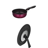  【セット買い】サーモス デュラブルシリーズ 炒め鍋 20cm レッド IH対応 KFF-020D R + 折りたたみスタンド式フライパンフタ 20/24cm対応 KLC-001 BK