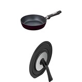  【セット買い】サーモス フライパン 20cm プラズマ超硬質コート IH対応 ブラック KFC-020 BK + 折りたたみスタンド式フライパンフタ 20/24cm対応 KLC-001 BK