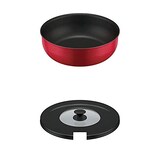  【セット買い】サーモス デュラブルシリーズ 取っ手のとれる炒め鍋 24cm レッド IH対応 KVA-024D R + 取っ手のとれるフライパン専用フタ 20/24cm対応 KLA-001 BK