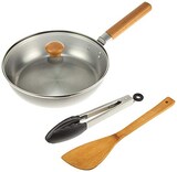  和平フレイズ 燕三条製 鉄フライパン 24cm IH対応 ガス 蓋付 木のハンドル ターナー付 トング付 日本製 千歳 ちとせ CS-038