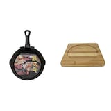  イシガキ産業 スキレット フライパン 片手 鉄鋳物 15cm & グリル名人 丸型用 敷き板 16×16cm 4038【セット買い】