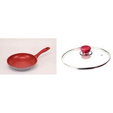  ダイレクトテレショップ フライパン レッド 直径24cm IH対応 油いらず 焦げ付きにくい & 付属品・アクセサリ レッド 直径24cm フレーバーストーン、IH対応、油いらず、ヘルシー【セット買い】