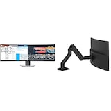  Dell 曲面モニター 49インチ U4919DW(3年間無輝点交換付/広視野角/DualQHD/IPS非光沢/ブルーライト軽減/フリッカーフリー/USB Type-C,DP,HDMIx2/高さ調整) & エルゴトロン HX デスクモニターアーム マットブラック 49インチ(9.1~19.1kg)まで対応 45-475-224 セット