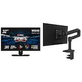  MSI Optix MPG321QRF-QD 量子ドット ゲーミングモニター IPSパネル 32インチ & エルゴトロン LX デスクマウント モニターアーム マットブラック 34インチ(3.2~11.3kg)まで対応 45-241-224 セット
