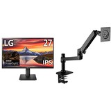  【Amazon.co.jp 限定】LG フレームレス モニター ディスプレイ 27MP450-B 27インチ/フルHD/IPS非光沢/HDMI,DP,D-Sub/FreeSync/75Hz/高さ調節/フリッカーセーフ、ブルーライト低減機能【Amazon Basicsモニターアームバンドルセット】
