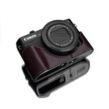  GARIZ Canon G7X MarkII用 本革カメラケース XS-CHGX7MK2BR with DD-WSP3 ブラウン (GARIZ 5th Anniversary リストストラップセット)