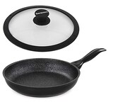  Barazzoni(バラゾーニ) シリコンエッジ耐熱強化ガラス蓋付き IH対応 フライパン 18cm Granitica Extra Induction 8551060188410-SL