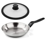 Barazzoni(バラゾーニ) シリコンエッジ耐熱強化ガラス蓋付き IH対応 フライパン 24cm LE INOXIDABILI 278109024-SL