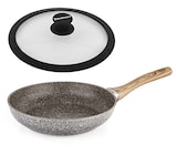 Barazzoni(バラゾーニ) シリコンエッジ耐熱強化ガラス蓋付き IH対応 フライパン 28cm Gran Sasso Extra Eco Legno 85510602835-SL