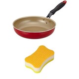  【セット買い】フライパン ガス火専用 26cm レッド evercook (エバークック) + 激落ち キッチンスポンジ アクリル不織布 S-807