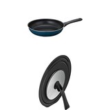  【セット買い】サーモス フライパン 26cm ガス火専用 デュラブルコート 軽量モデル ネイビー KFD-026 NVY + 折りたたみスタンド式フライパンフタ 26/28cm対応 KLD-001 BK