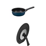  【セット買い】サーモス 炒め鍋 20cm ガス火専用 デュラブルコート 軽量モデル ネイビー KFD-020D NVY + 折りたたみスタンド式フライパンフタ 20/24cm対応 KLC-001 BK