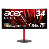  日本エイサー Acer ゲーミングモニター Nitro XZ342CUPbmiiphx 34インチ湾曲 VA 非光沢 UWQHD 1500R 144Hz(Displayport) 100Hz(HDMI)1ms(VRB)Adaptive-Sync VESA DisplayHDR 400 視野角178° HDMI 2.0 スピーカー搭載 VESAマウント対応 高さ調整 チルト スイベル