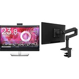  Dell ビデオカンファレンスモニター 23.8インチ C2422HE(3年間無輝点交換/sRGB 99%/IRウェブカメラ付/USB-C/LANポート(RJ45)/フルHD/IPS非光沢/DP,HDMI/縦横回転,高さ調節/マイク,スピーカー付) & エルゴトロン LX デスクマウント モニターアーム マットブラック 34インチ(3.2~11.3kg)まで対応 45-241-224 セット