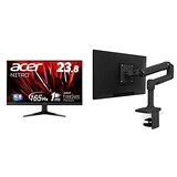  Acer公式 ゲーミングモニター Nitro 23.8インチ QG241YPbmiipx & エルゴトロン LX デスクマウント モニターアーム マットブラック 34インチ(3.2~11.3kg)まで対応 45-241-224 セット