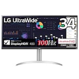  LG モニター ディスプレイ 34WQ650-W 34インチ/平面/ウルトラワイド(2560×1080)/IPS 非光沢/100Hz/USB Type-C、HDMI、DisplayPort/HDR対応/超解像技術/7W+7Wスピーカー搭載/高さ調節/ホワイト/FreeSync/工具不要/3年安心・無輝点保証